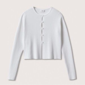 Mango cropped white cardigan